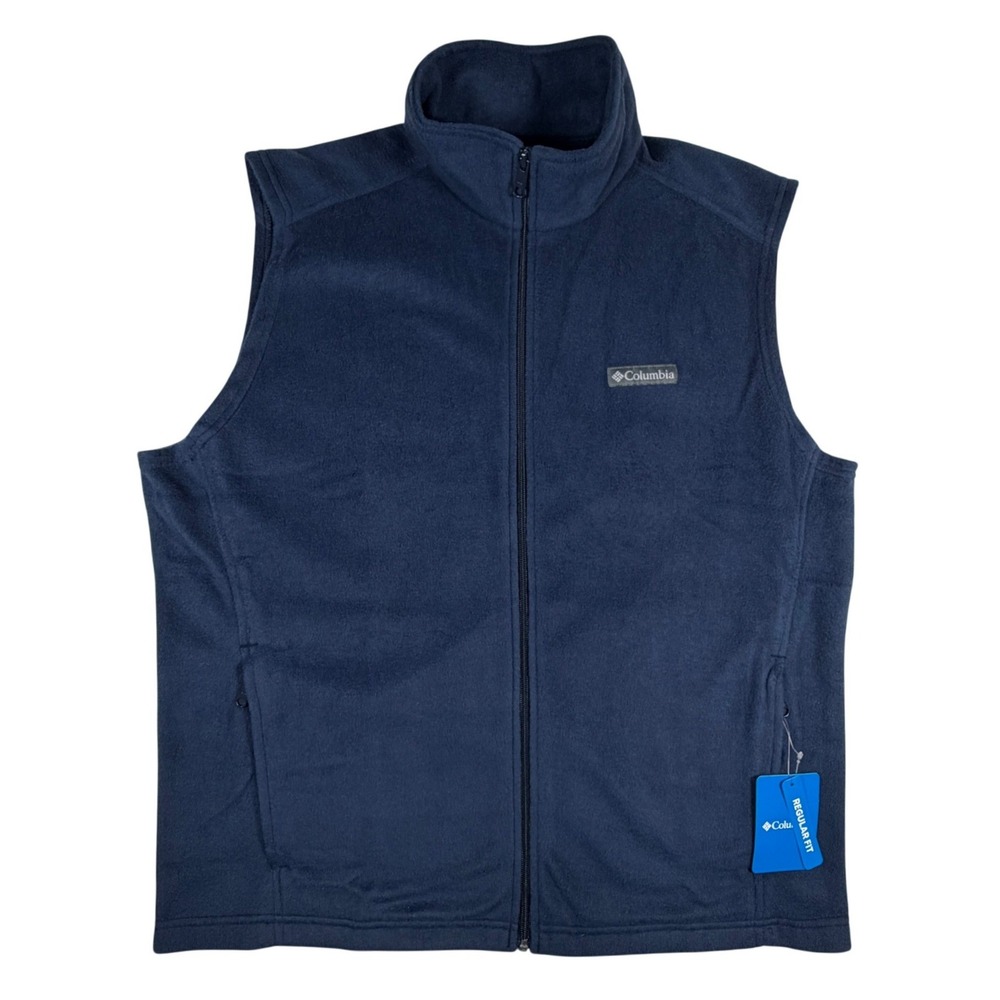 NWT Columbia Mens Large Steens Mountain Fleece Vest Navy Blue Full Zip